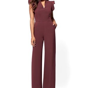 New York And Company Burgundy Sleeveless Jumpsuit
